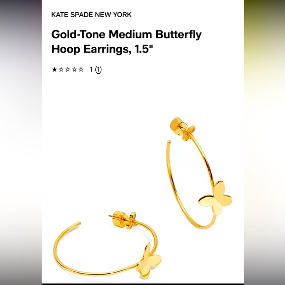 Kate Spade Earrings gold Butterfly 🦋 Hoops with post - Picture 1 of 6
